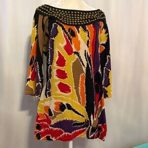 BEREK Colorful Abstract Patterned long top